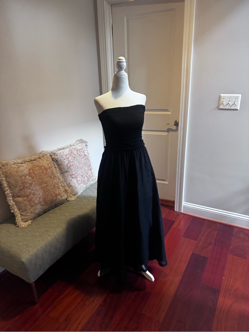 J. Crew Black Strapless Smocked Midi Dress - Picture 4 of 7